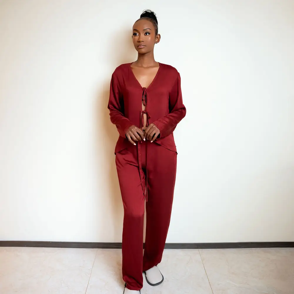 Romance Set Red Wine Long Pants